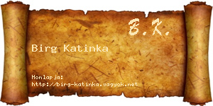 Birg Katinka névjegykártya